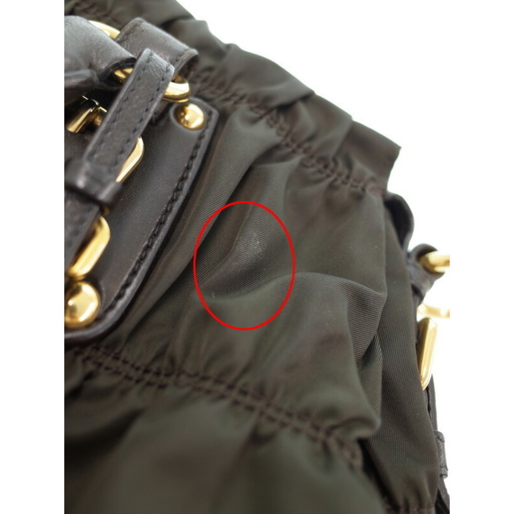 Prada Tessuto Gaufre Satchel ruched leather Black - Picture 4 of 9